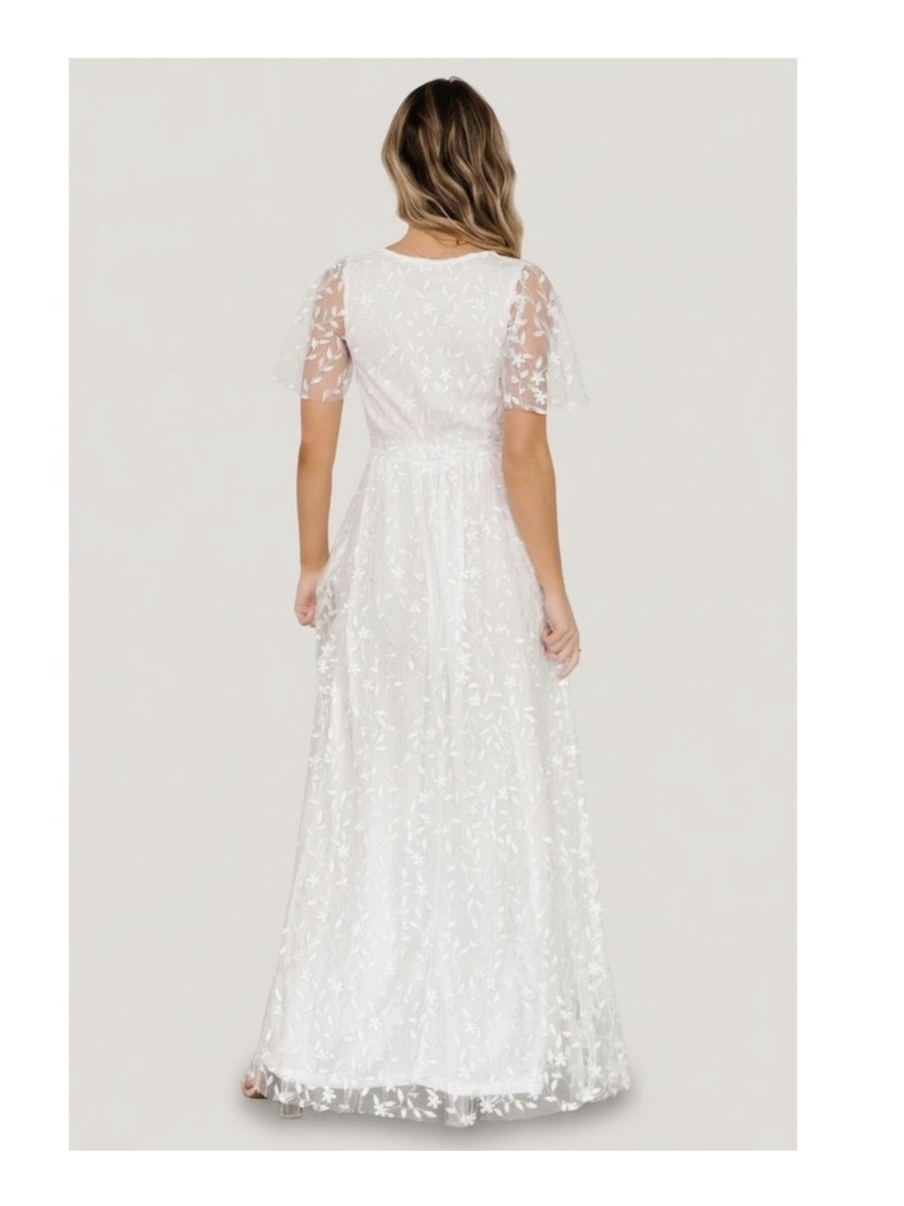 Baltic Born White Marseille Floral Embossed Maxi Dress Medium - Picture 3 of 10